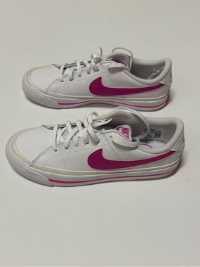 Nike Court Legacy (gs) Boys 5Y White/ Laser Fuchsia Shoes NWOB DA5390-124